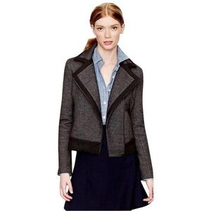 J.Crew Women’s Stretch Wool Motorcycle Jacket Size 00 Charcoal Gray Tailored‎